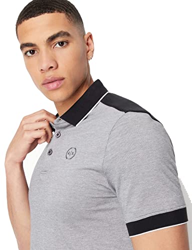 Armani Exchange Men's Cotton Pique Polo With Circle Logo, Black, X